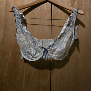 New W/ Tags Fayreform Purposeful Full Coverage Lace Bra Sage Blue 32G